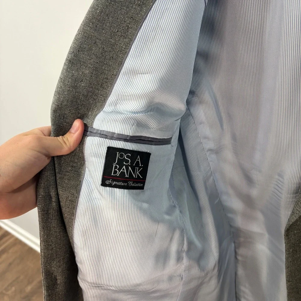 Vintage Y2K Jos. A. Bank Blazer Men 42R Grey Signature Tailored Tweed Sport Coat